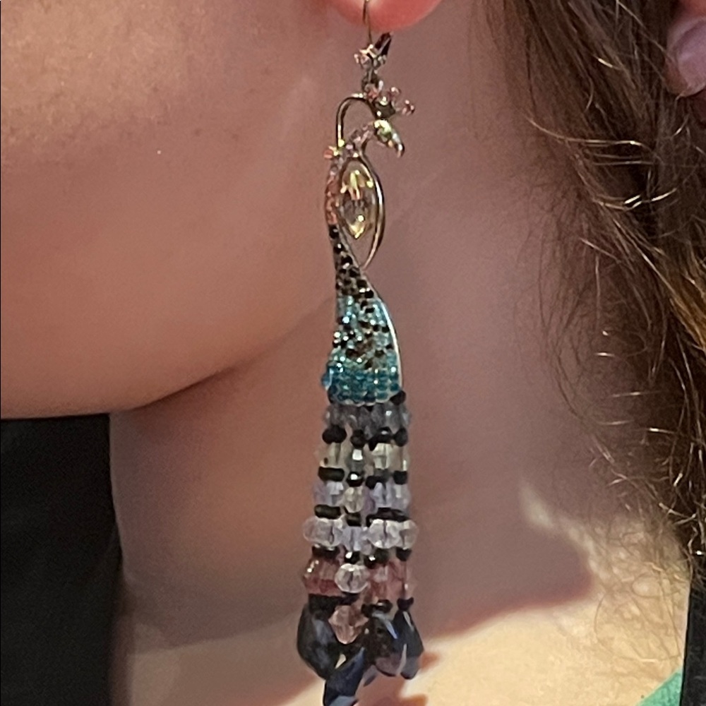 Dramatic Betsy Johnson Earrings With Multicolor C… - image 3